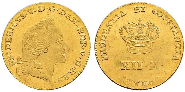 12 Mark Denmark-Norway (1536-1814) 金 弗雷德里克五世 (1723 - 1766)