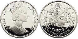 14 Ecu / 10 Pound Gibraltar Argent Elizabeth II (1926-2022)
