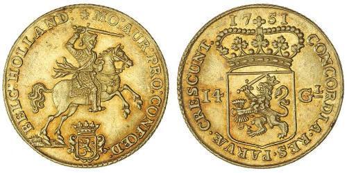 14 Gulden Provincias Unidas de los Países Bajos (1581 - 1795) Oro 