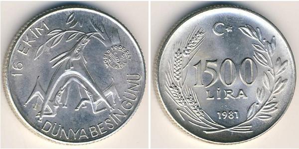 1500 Lira Türkei (1923 - ) Silber 