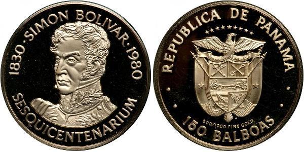 150 Balboa Panama Gold Simon Bolivar (1783 - 1830)