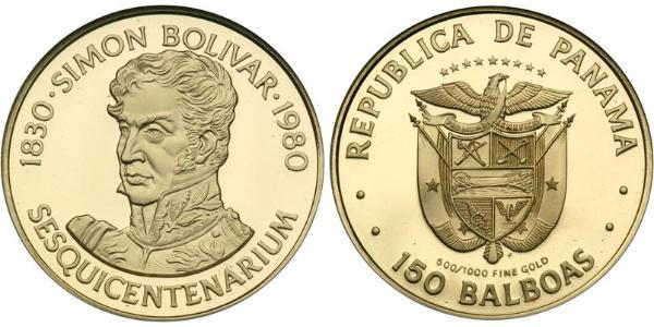 150 Balboa 巴拿马 金 Simon Bolivar (1783 - 1830)