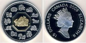 15 Dólar Canadá Plata 