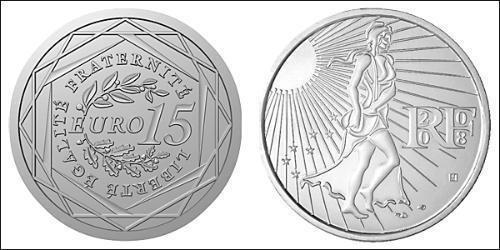 15 Euro Quinta República Francesa (1958 - ) Plata 