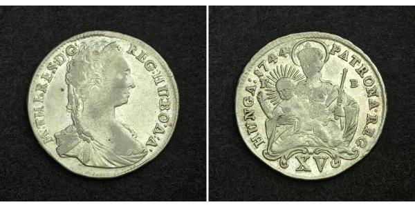 15 Kreuzer Royaume de Hongrie (1000-1918) Argent Maria Theresa of Austria (1717 - 1780)