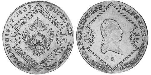 15 Kreuzer Imperio austríaco (1804-1867) Cobre 