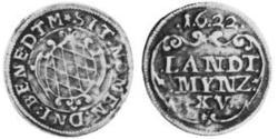 15 Kreuzer Ducado de Baviera (907 - 1623) Plata Maximiliano I, duque y elector de Baviera(1573 – 1651)