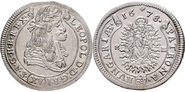 15 Kreuzer Reino de Hungría (1000-1918) Plata Leopoldo I de Habsburgo(1640-1705)