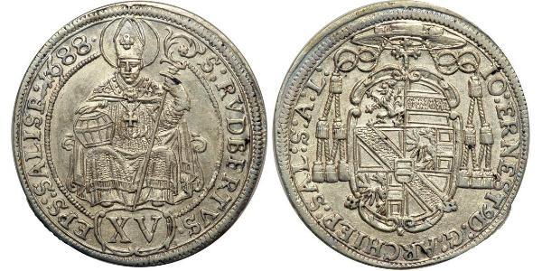 15 Kreuzer Sacro Imperio Romano (962-1806) Plata 