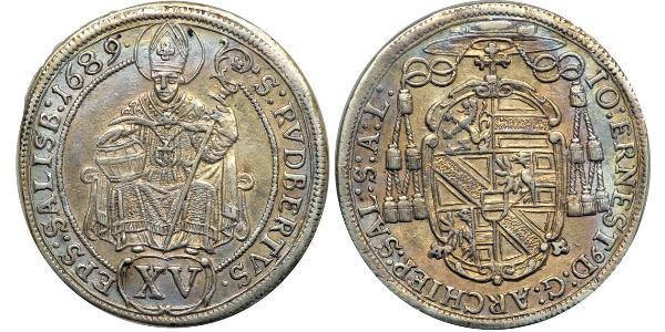 15 Kreuzer Sacro Imperio Romano (962-1806) Plata 