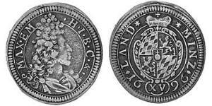 15 Kreuzer Kurfürstentum Bayern (1623 - 1806) Silber 