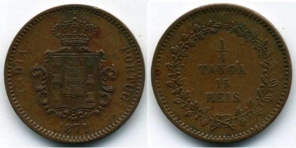 15 Reis / 1/4 Tanga India portuguesa (1510-1961) Cobre 