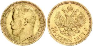15 Ruble 俄罗斯帝国 (1721 - 1917) 金 尼古拉二世 (俄罗斯) (1868-1918)