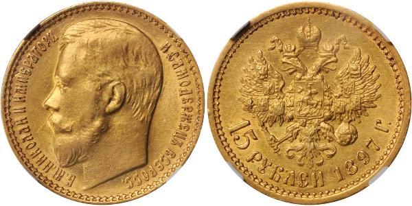 15 Ruble 俄罗斯帝国 (1721 - 1917) 金 尼古拉二世 (俄罗斯) (1868-1918)