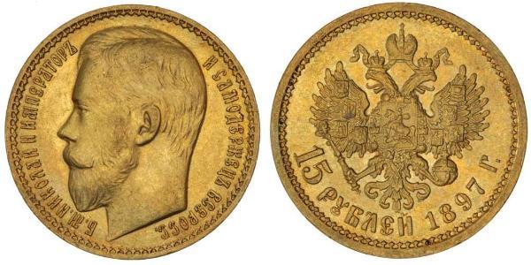 15 Ruble 俄罗斯帝国 (1721 - 1917) 金 尼古拉二世 (俄罗斯) (1868-1918)