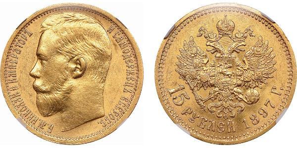 15 Ruble 俄罗斯帝国 (1721 - 1917) 金 尼古拉二世 (俄罗斯) (1868-1918)