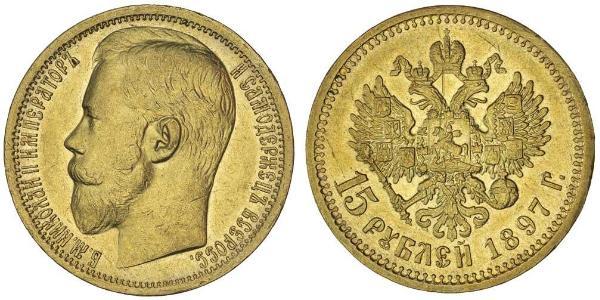 15 Ruble 俄罗斯帝国 (1721 - 1917) 金 尼古拉二世 (俄罗斯) (1868-1918)