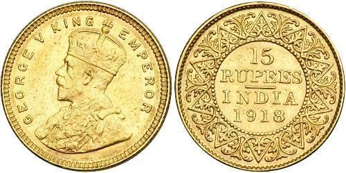 15 Rupee Raj Britannico (1858-1947) Oro Giorgio V (1865-1936)