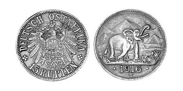 15 Rupee German East Africa (1885-1919) 金 