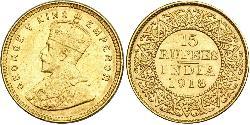 15 Рупія Британська Індія (1858-1947) Золото Георг V (1865-1936)