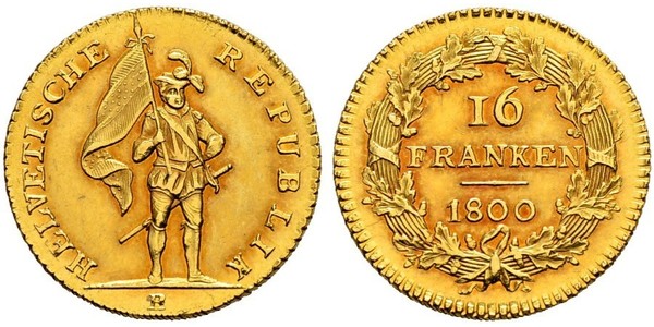 16 Franc Suiza Oro 