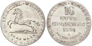 16 Groschen Hanovre Argent Guillaume IV (1765-1837)