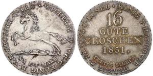 16 Groschen Hanovre Argent Guillaume IV (1765-1837)