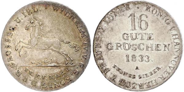 16 Groschen 汉诺威 銀 威廉四世 (英國)