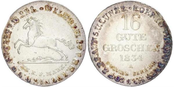 16 Groschen 汉诺威 銀 威廉四世 (英國)