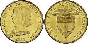 16 Песо Республика Новая Гранада (1831–1858) Золото 