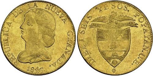 16 Песо Республика Новая Гранада (1831–1858) Золото 