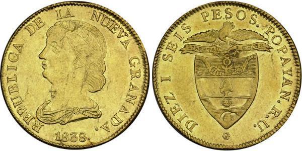 16 Песо Республіка Нова Гранада (1831–1858) Золото 