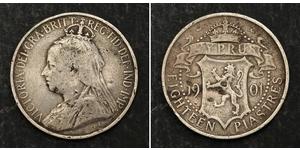 18 Piastre British Cyprus (1878 - 1960) Argent Victoria (1819 - 1901)