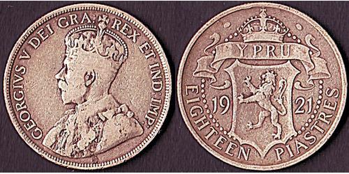 18 Piastre British Cyprus (1878 - 1960) Argento Giorgio V (1865-1936)