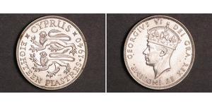 18 Piastre British Cyprus (1878 - 1960) Plata Jorge VI (1895-1952)