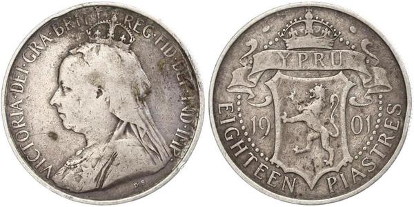 18 Piastre British Cyprus (1878 - 1960) Silber Victoria (1819 - 1901)