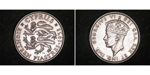 18 Piastre British Cyprus (1914–1960) Silver George VI (1895-1952)