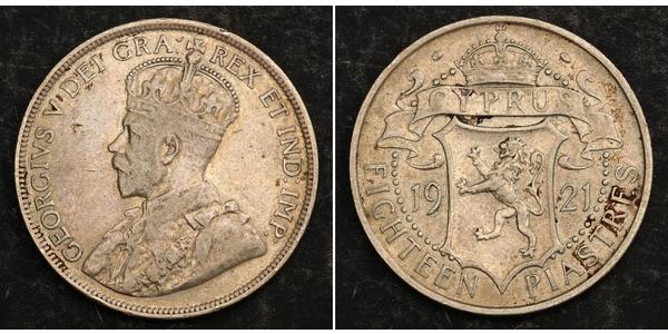 18 Piastre British Cyprus (1914–1960) Silver George V of the United Kingdom (1865-1936)