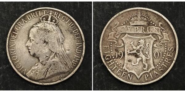 18 Piastre British Cyprus (1914–1960) 銀 维多利亚 (英国君主)