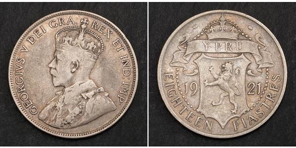 18 Piastre British Cyprus (1914–1960) 銀 乔治五世  (1865-1936)