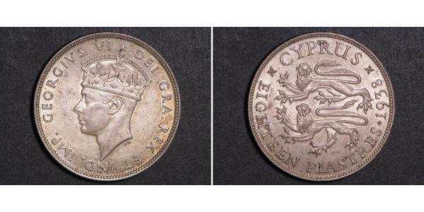 18 Piastre British Cyprus (1914–1960) 銀 乔治六世 (1895-1952)