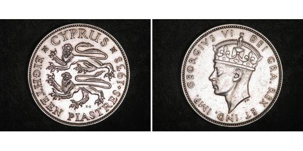 18 Piastre British Cyprus (1914–1960) 銀 乔治六世 (1895-1952)