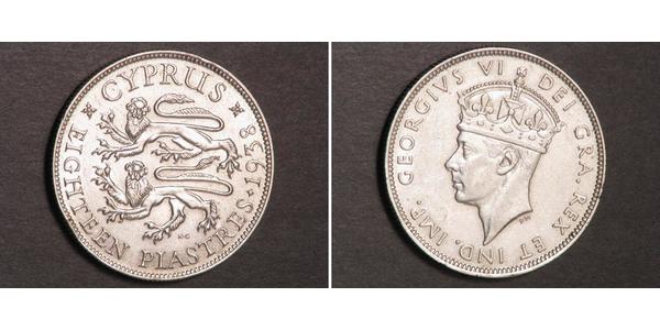 18 Піастр Британський Кіпр (1878 - 1960) Срібло Георг VI (1895-1952)