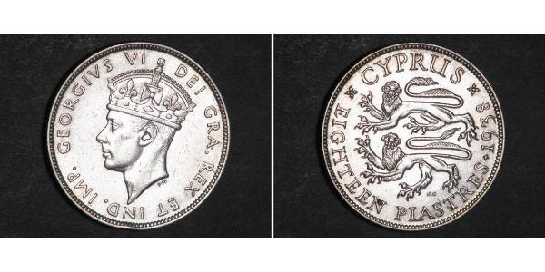18 Піастр Британський Кіпр (1878 - 1960) Срібло Георг VI (1895-1952)