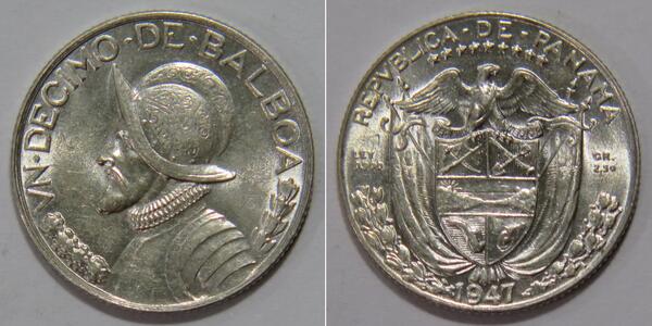 1/10 Balboa Panamá Plata Vasco Núñez de Balboa (1475 – 1519)