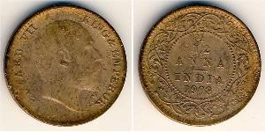 1/12 Anna Raj Británico (1858-1947) Bronce 
