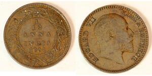 1/12 Anna Raj Britannico (1858-1947) Bronzo 