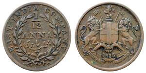 1/12 Anna Compañía Británica de las Indias Orientales (1757-1858) / India Cobre 