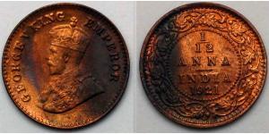 1/12 Anna British Raj (1858-1947) Copper George V of the United Kingdom (1865-1936)