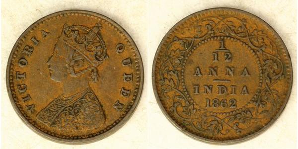 1/12 Anna India Copper 